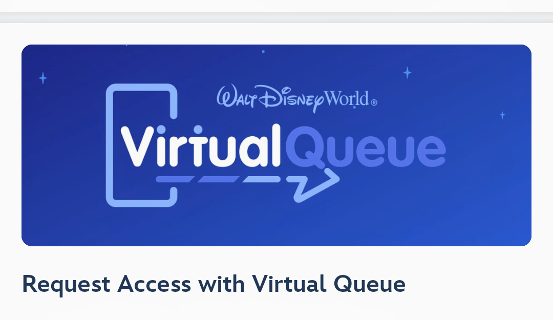 Image of Virtual Queue icon in My Disney App 