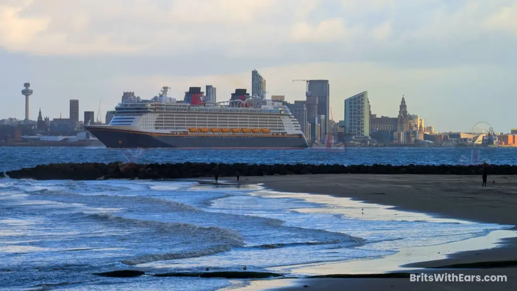 Disney Dream sails away from the Liverpool skyline