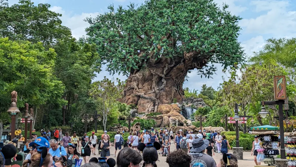 People walking near the Tree of Life at Animal Kingdom